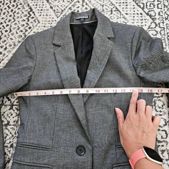 Express Charcoal Fitted Suit Jacket Size 4 - Picture 5 of 7